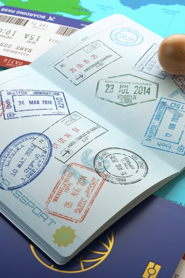 Passport with entry and Visa stamps to new countries