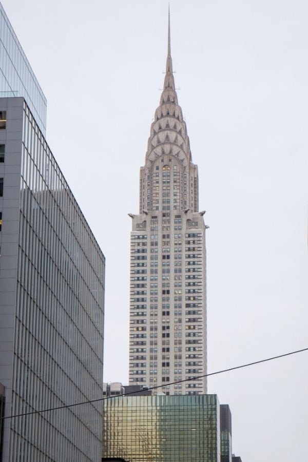 Street view of the famous Chrysler Building in New York City.