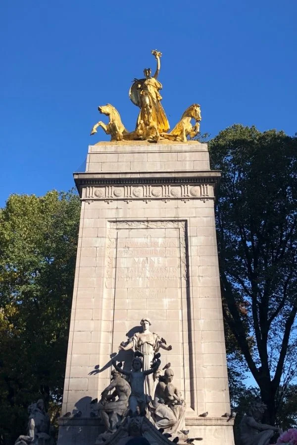 USS Maine National Monument, at Columbus Circle. Central Park, Manhattan, New York City.