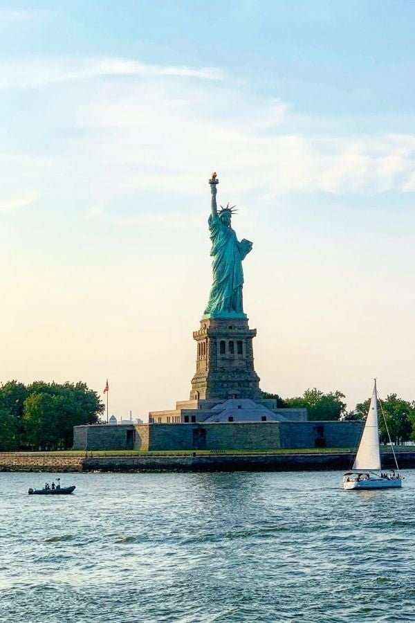 Statue of Liberty. Seen from the Staten Island Ferry. A free round trip ferry service to and from Staten Island, New York.