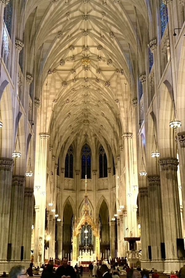 The aisles and alter of St. Patrick's Church in New York City.