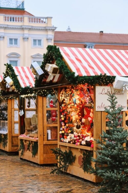 Hometown Christmas bucket list item - A Christmas market set up for you to shop and enjoy the holiday festivities.