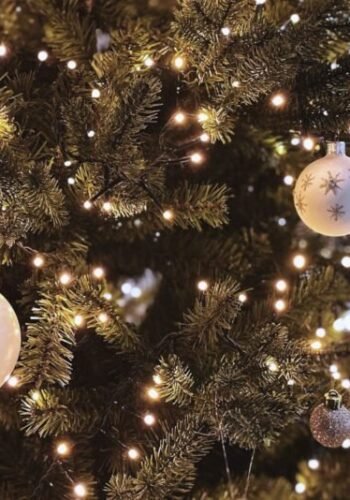 Hometown Christmas bucket list item - A Christmas tree decorated with festive ornaments. Celebrating the holiday season.