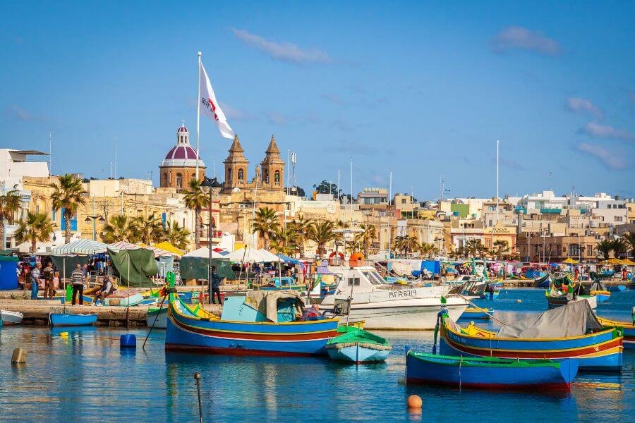 malta, maltese fishing boats, inner harbour, valetta