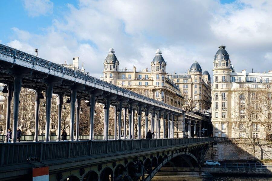 Pont de Bir-Hakeim and Haussmann Buildings in Paris. Bridge crossing over Seine River