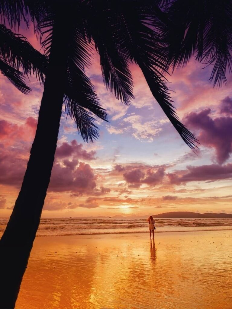 incredible Thailand travel itinerary, Thailand sunset, woman watches sunset
