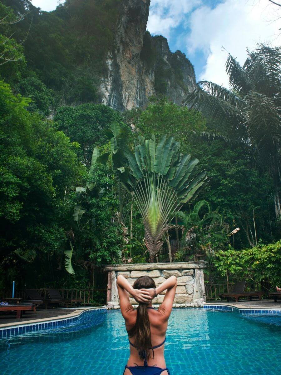 incredible Thailand travel itinerary, girl by pool, tropical villa